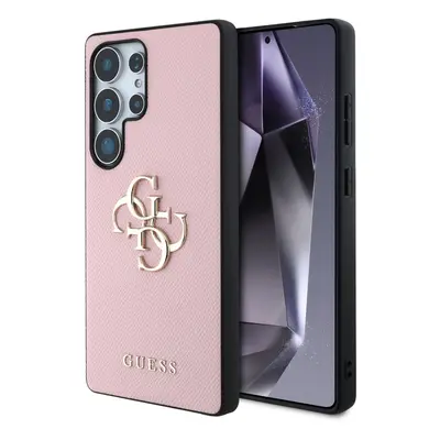 Zadní kryt Guess PU Grained 4G Metal Logo pro Samsung Galaxy S25 Ultra Pink