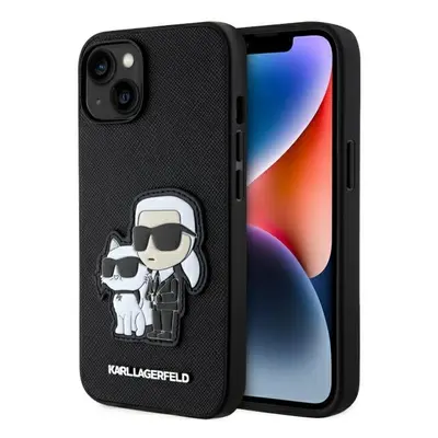 Originální pouzdro KARL LAGERFELD Saffiano Karl & Choupette KLHCP14SSANKCPK pro Iphone 14 Black