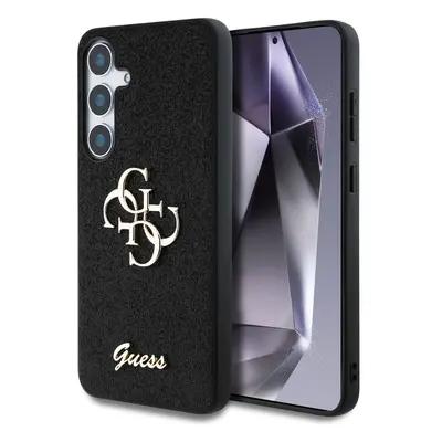 Originální zadní kryt GUESS Fixed Glitter Big 4G Metal Logo pro Samsung Galaxy S25 black