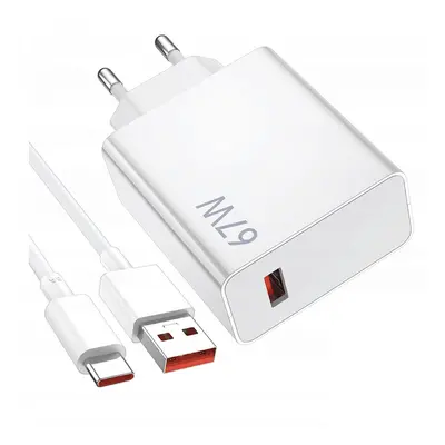 Rychlonabíječka Xiaomi MDY-14-EW vč. datového kabelu USB-C 67W bílá