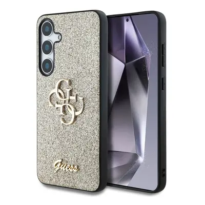 Originální zadní kryt GUESS Fixed Glitter Big 4G Metal Logo pro Samsung Galaxy S25 gold