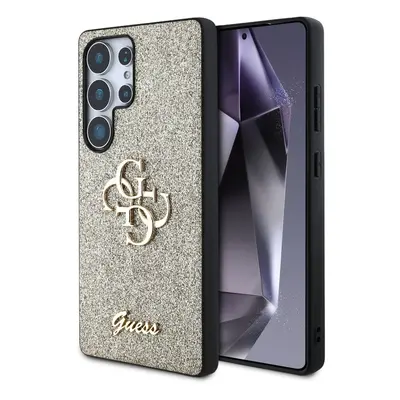 Zadní kryt Guess PU Fixed Glitter 4G Metal Logo pro Samsung Galaxy S25 Ultra Gold