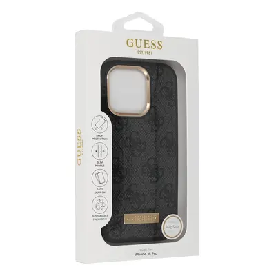 Originální zadní kryt GUESS 4G Logo Plate Magsafe GUHMP16LU4GPRK pro iPhone 16 Pro black