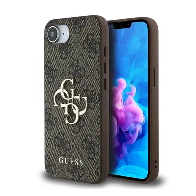 Zadní kryt Guess PU 4G Metal Logo pro iPhone 16e Brown