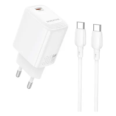 Rychlonabíječka Borofone BN28 Fuente s datovým kabelen USB-C 30W bílá