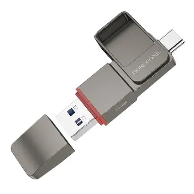 Flash disk Borofone BUD8 Spirit USB 3.2 + USB-C 64GB šedý