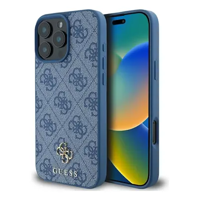 Originální zadní kryt GUESS HC PU 4G Small 4G and Classic Magsafe pro iPhone 16 Pro blue