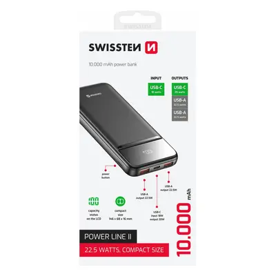 Powerbank Swissten 10000 mAh Power Line II černá