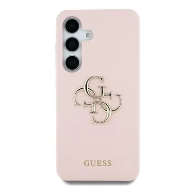 Originální zadní kryt GUESS Silicone Big 4G Logo Bottom Script pro Samsung Galaxy S25 Ultra růžo