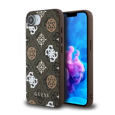 Zadní kryt Guess PU 4G Peony MagSafe pro iPhone 16e Brown