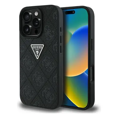 Originální zadní kryt GUESS Hot Stamp 4G Pattern Triangle Metal Logo pro iPhone 16 Pro Max černý