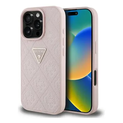 Originální zadní kryt GUESS Hot Stamp 4G Pattern Triangle Metal Logo pro iPhone 16 Pro Max pink