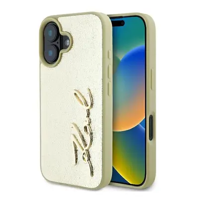 Originální zadní kryt KARL LAGERFELD hardcase Metal Signature KLHCP16SPFMFBKMD pro iPhone 16 zla