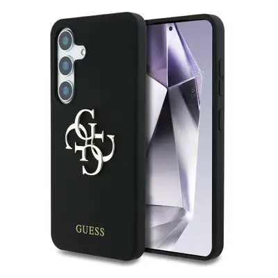 Originální zadní kryt GUESS Silicone Big 4G Logo Bottom Script pro Samsung Galaxy S25 černý