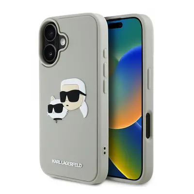 Zadní kryt Karl Lagerfeld 3D Rubber Double Heads pro iPhone 16 Beige