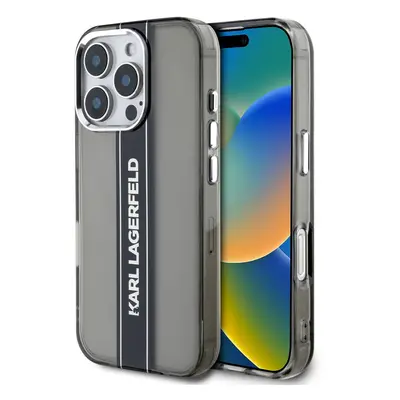 Zadní kryt Karl Lagerfeld IML Stripe Logo pro iPhone 16 Pro Black