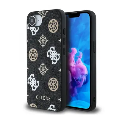 Zadní kryt Guess PU 4G Peony MagSafe pro iPhone 16e Black