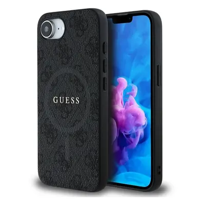 Zadní kryt Guess PU Leather 4G Colored Ring MagSafe pro iPhone 16e Black