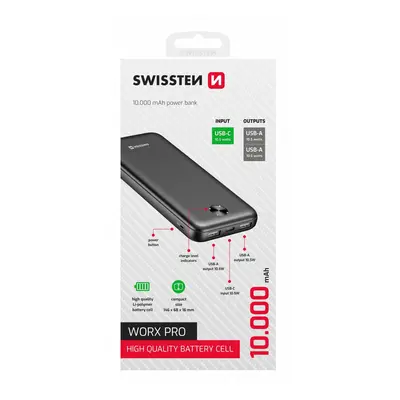 Powerbank Swissten 10000 mAh Worx Pro černá