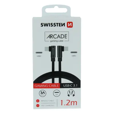 Textilní datový kabel swissten arcade usb-c / usb-c 1,2 m černý