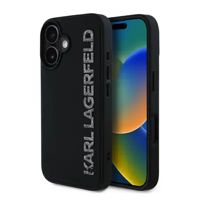 Zadní kryt Karl Lagerfeld 3D Rubber Glitter Logo pro iPhone 16 Black