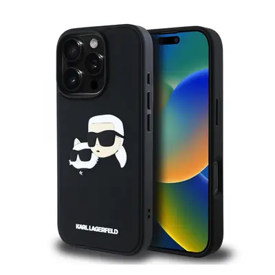 Zadní kryt Karl Lagerfeld 3D Rubber Double Heads pro iPhone 16 Pro Black