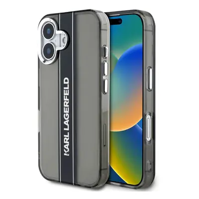 Zadní kryt Karl Lagerfeld IML Stripe Logo pro iPhone 16 Black