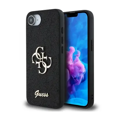 Zadní kryt Guess PU Fixed Glitter 4G Metal Logo pro iPhone 16e Black