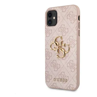 Guess PU 4G Metal Logo Zadní Kryt pro iPhone 11 Pink