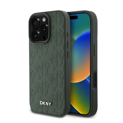 Zadní kryt DKNY PU Leather Grid Pattern Magsafe pro iPhone 16 Pro Max Green