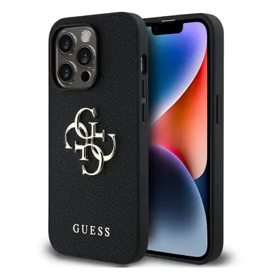 Zadní kryt Guess PU Grained 4G Metal Logo pro iPhone 14 Pro Black