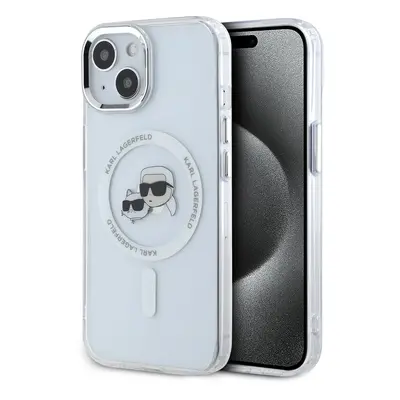 Karl Lagerfeld IML K&CH Heads Metal Frame MagSafe Zadní Kryt pro iPhone 13 Transparent