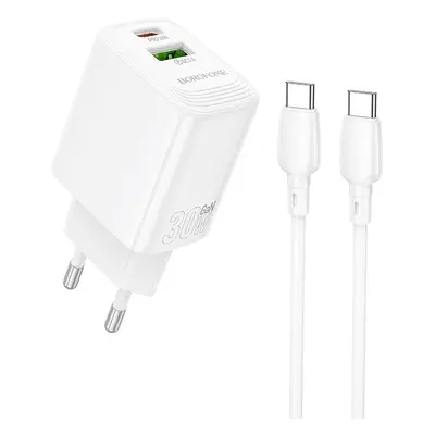 Rychlonabíječka Borofone BN29 Fuente s datovým kabelem USB-C 30W Dual bílá