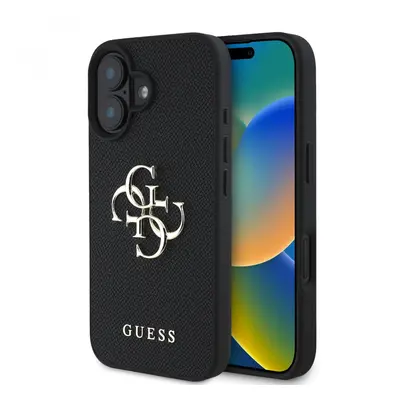 Zadní kryt Guess PU Grained 4G Metal Logo pro iPhone 16 Black