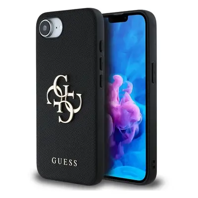 Zadní kryt Guess PU Grained 4G Metal Logo pro iPhone 16e Black