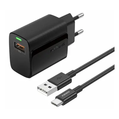 Rychlonabíječka Foneng EU64 s datovým kabelem USB-C 18W černá