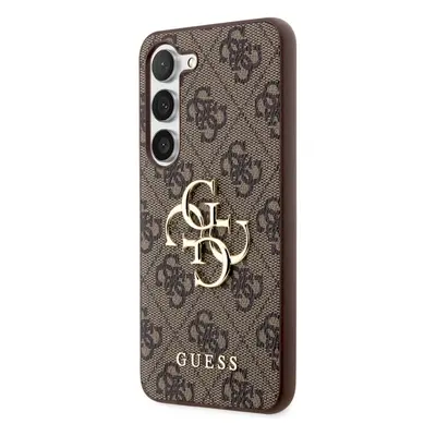 Guess PU 4G Metal Logo Zadní Kryt pro Samsung Galaxy S23 Brown