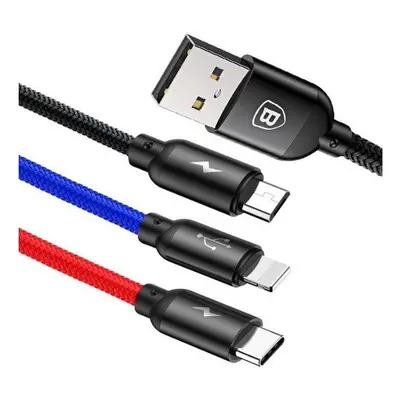 Datový kabel Baseus Primary 0,3m 3v1 (CAMLT-BSY01) černý 136987