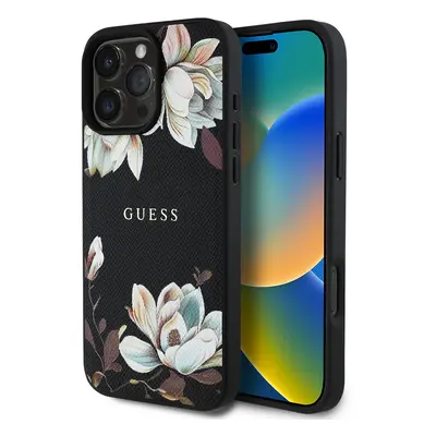 Zadní kryt Guess PU Grained Magnolia MagSafe pro iPhone 16 Pro Max Black