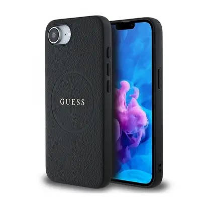 Zadní kryt Guess PU Grained Classic Logo MagSafe pro iPhone 16e Black