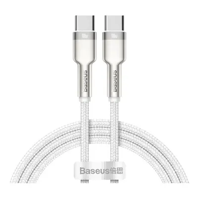 Datový kabel Baseus Cafule Metal - typ C na typ C - PD 100W 5A 1m (CATJK-C02) bílo-stříbrný 1369