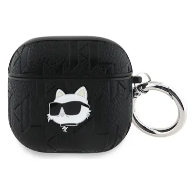 Originální pouzdro AMG KARL LAGERFELD Monogram Choupette Head pro AirPods 4 černé