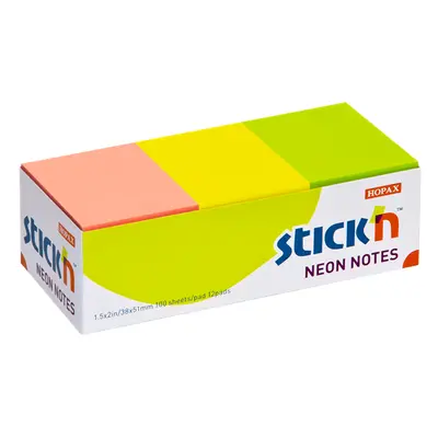 Samolepicí bločky Stick'n 38 × 51 mm, 12 × 100 lístků, neonové barvy