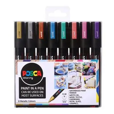 Akrylové popisovače POSCA, PC-5M, 1,8–2,5 mm - 8 metalických barev