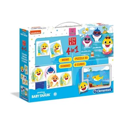 Clementoni EDUkit - Baby Shark 4v1 (pexeso, 60 puzzle, domino, 6 kostek)