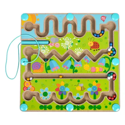 Květiny - dřevěný motorický labyrint s magnetickou tužkou