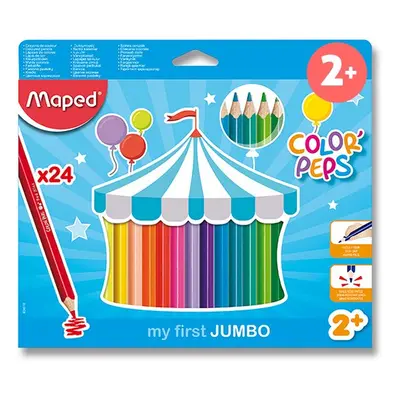 Pastelky MAPED Color´Peps JUMBO - 24 barev, trojhranné