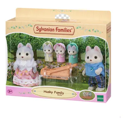 Sylvanian family Rodina Husky s trojčaty