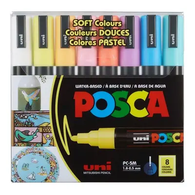 Akrylové popisovače POSCA, PC-5M - 8 pastelových barev