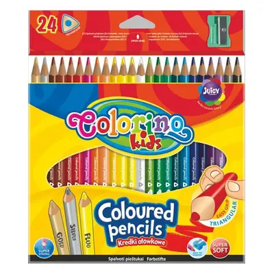 Trojhranné pastelky Colorino - 24 barev (zlatá, stříbrná, fluorescenční)